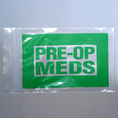 4" x 6" 2 mil Green Pre-Op Meds Bag - Zipper Reclosable, 1000/CS