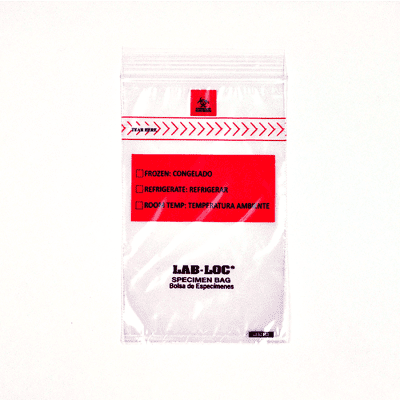 4" x 6" 1.75 mil Lab-Loc® Specimen Bags w/ Removable Biohazard Symbol, 1000/CS