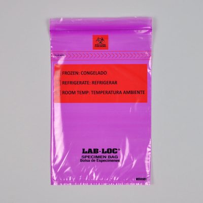 6" x 9" 1.75 mil Lab-Loc® Specimen Bags w/ Removable Biohazard Symbol - Purple Tint, 1000/CS