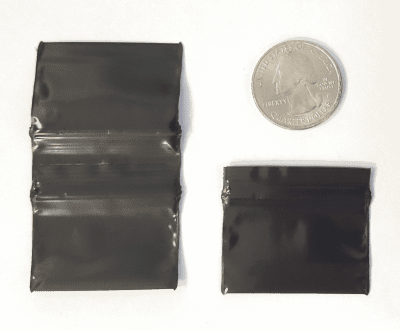 1.5 x 1, 2 Mil Black Ziplock Bags
