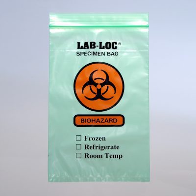 6" x 9" 2 mil Green Tint Reclosable 3-Wall Specimen Transfer Bag (Biohazard), 1000/CS